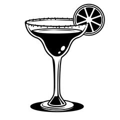Cocktail | Liquor | Alcoholic Drink | Cocktail Glass | Cocktail Party | Alcoholic Liquor | Party Beverage | Margarita | Original Illustration | Vector and Clipart | Cutfile and Stencil