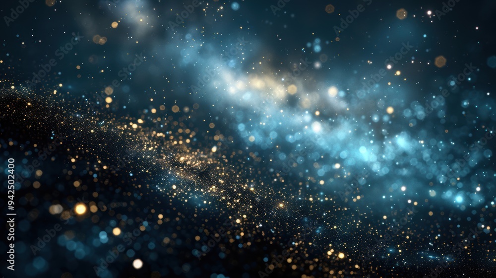 Aufkleber a dazzling background of glittering blue and gold particles, creating a mesmerizing and ethereal eff