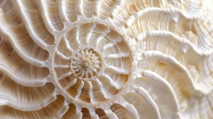 Closeup of Nautilus Shell Spiral Pattern.