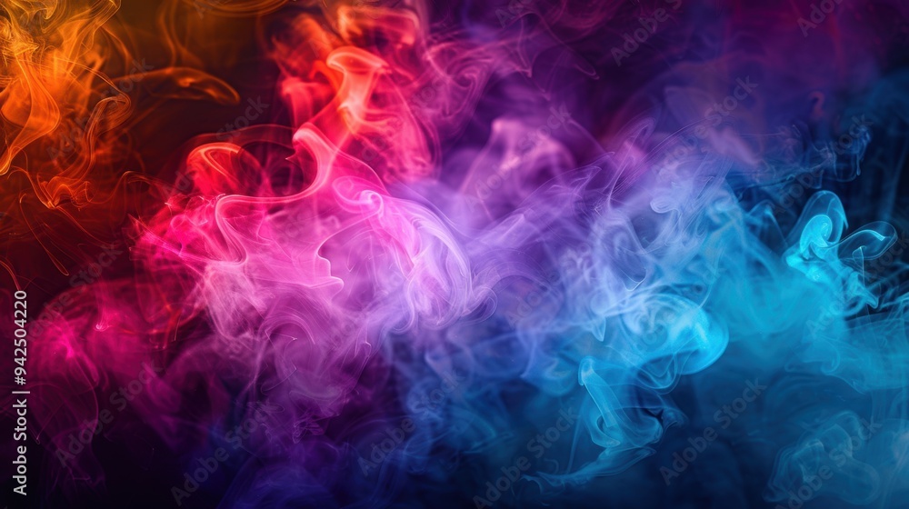 Poster an abstract background of colorful smoke swirling in vibrant hues, creating a dynamic and artistic v