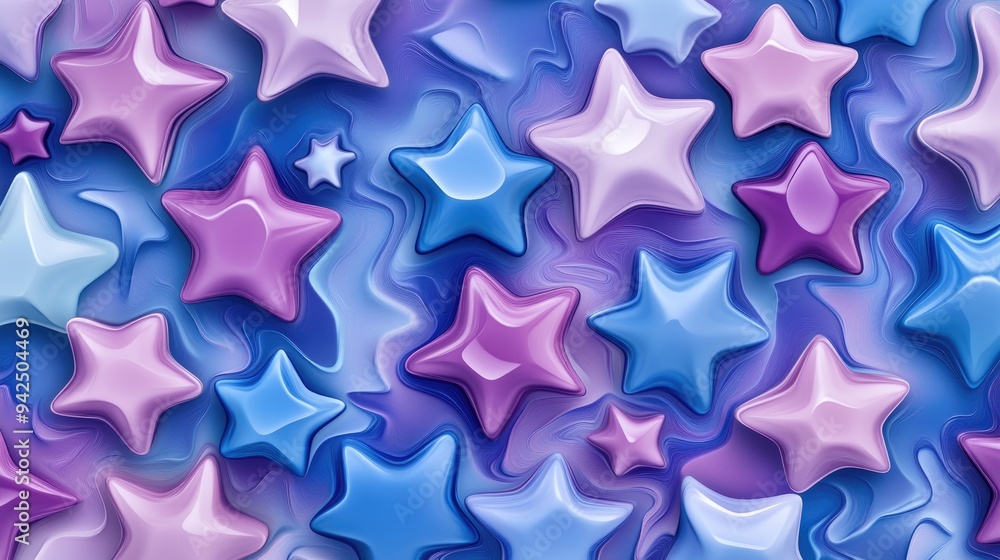 Poster abstract star seamless pattern background featuring a 3d cartoon rendering this playful handcrafted 