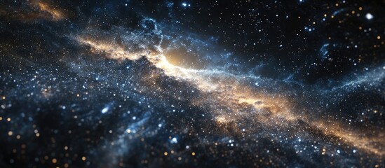 Fototapeta premium Close up view of a 3D cartoon rendering depicting the Milky Way galaxy filled with stars and cosmic dust captured through a long exposure technique showcasing grain