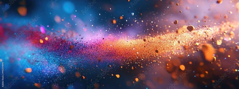 Poster Abstract space shuttle of particles in 3D cartoon rendering 3D illustration