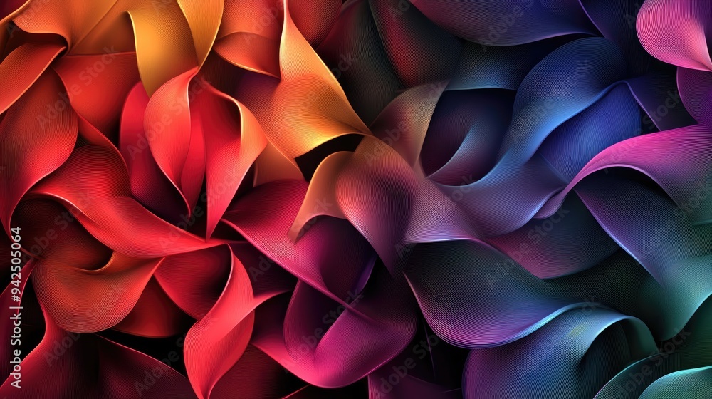 Aufkleber colorful floral fractal abstract art featuring a 3d cartoon rendering with a beautiful multicolor ba