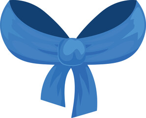 Cartoon style blue ribbon tied into a bow, symbolizing celebration, decoration, or gift giving