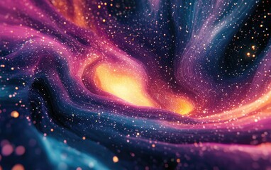 Colorful space galaxy with a supernova nebula background in 3D cartoon rendering