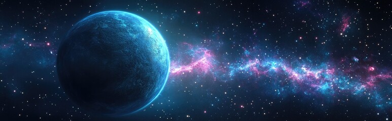 Fototapeta premium Stars of a planet and galaxy in free space featuring 3D cartoon rendering