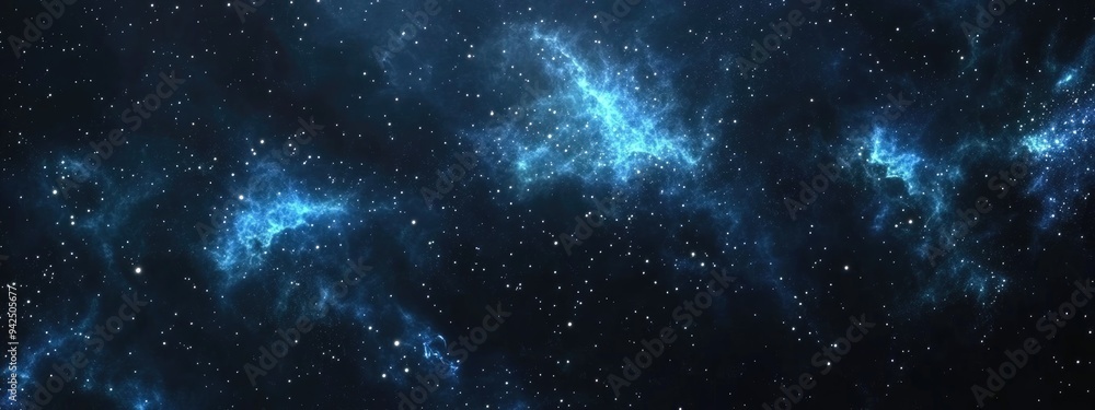 Poster dark interstellar space depicted in a 3d cartoon rendering featuring a 2d illustration of stars with