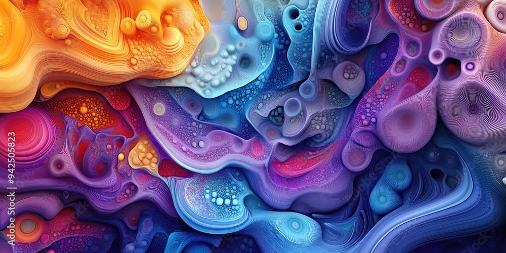 Aufkleber Colorful abstract pattern background in 3D cartoon rendering Modern graphic art and fractal artwork Creative decoration for print products Design element Digital fantasy painting Trendy desktop wal