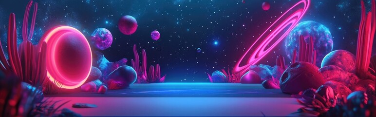 Cute children certificate of achievement and appreciation template with a space theme in 3D cartoon rendering