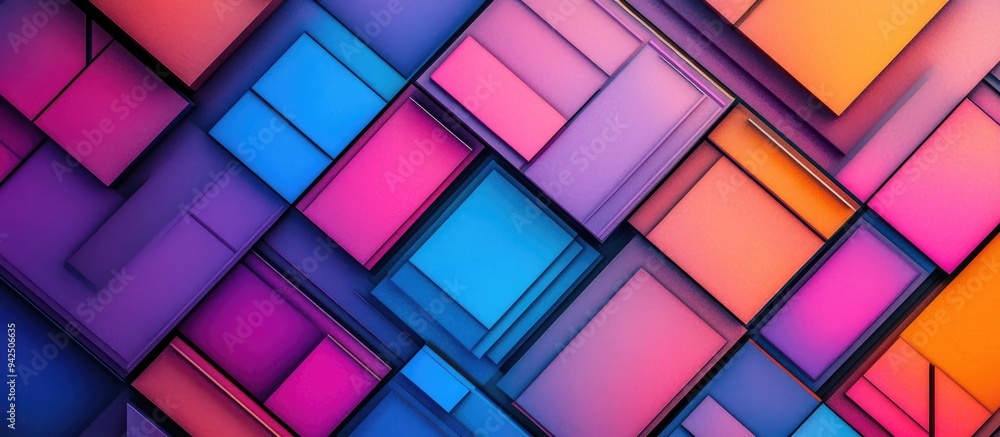 Poster Geometric pattern designed with cosmic space palette colors in a 3D cartoon rendering
