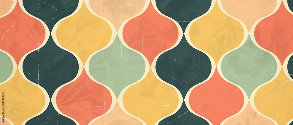 Poster vintage abstract geometric pattern with warm colors and textured background