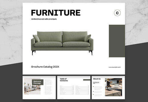 Dark Green and White Furniture Brochure