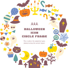 ハロウィン素材のアイコンイラストリース円形枠