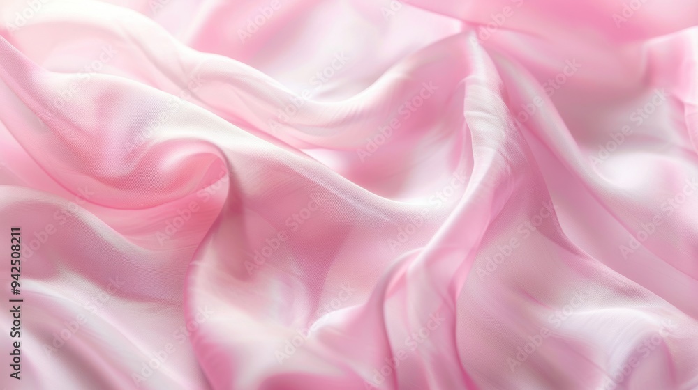 Poster smooth and delicate pink silk fabric with gentle waves, creating a luxurious and elegant texture.