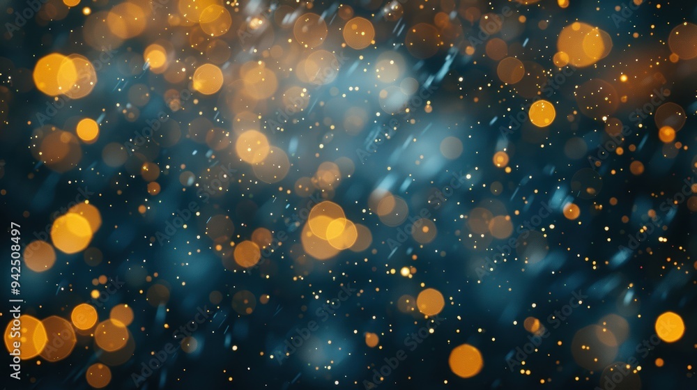 Aufkleber a cascade of golden bokeh lights against a dark background, creating a festive and magical effect.