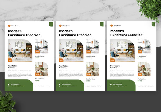 Green and White Furniture Flyer