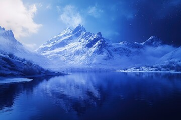 Obraz premium Blue mountain wallpaper in 2k , ai