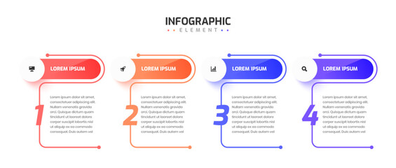 Business Infographic Template Timeline with 4 Number and Icon Can be Used for Presentation Chart