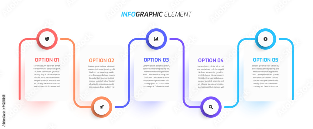 Poster business infographic template timeline with 5 number and icon can be used for presentation chart