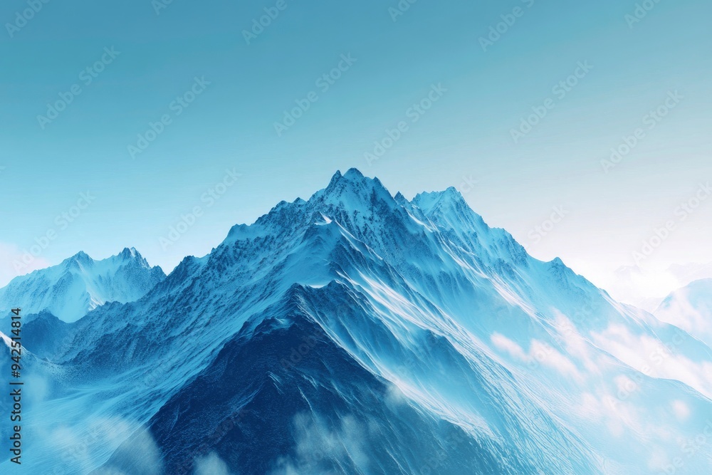 Wall mural blue mountain wallpaper in 2k , ai