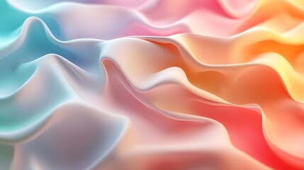 Obraz premium Abstract wavy fabric in soft pastel colors of blue, pink, and orange.