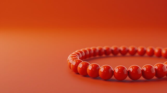 Cute 3D styled meditation mala beads, mindfulness technique, isolated on beige background, space for text
