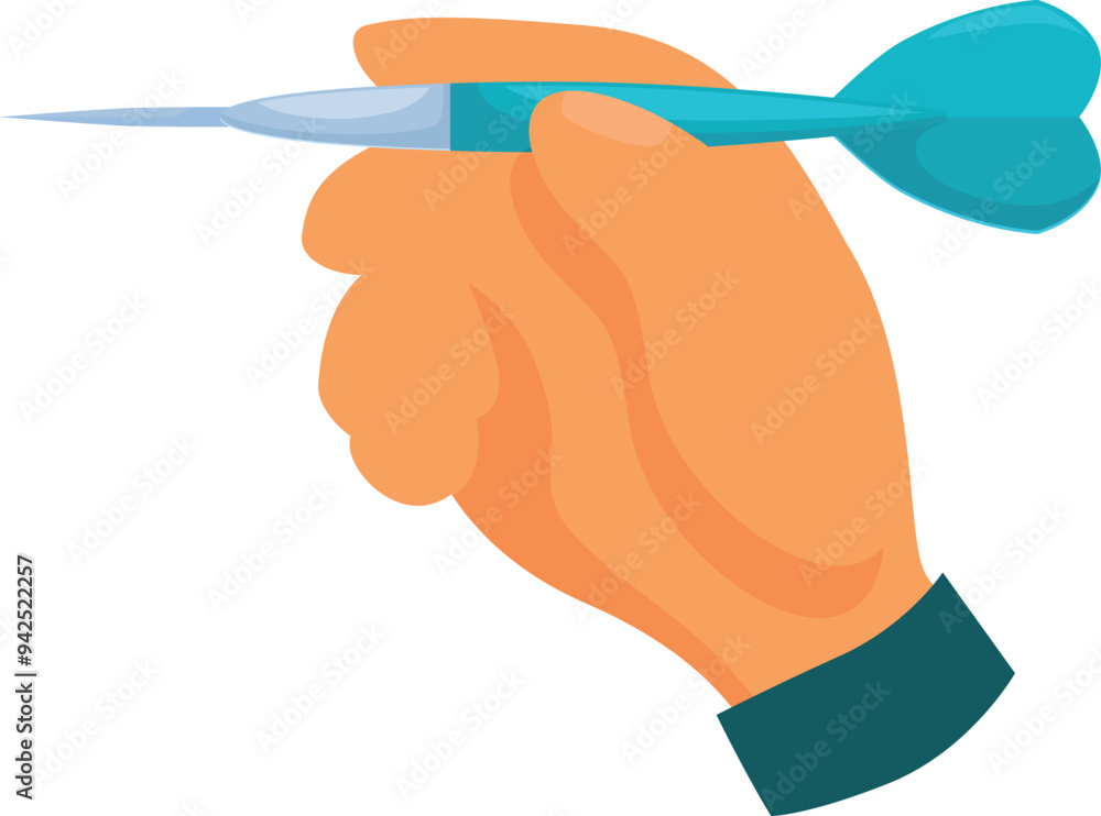 Poster hand is holding a dart ready to throw it to hit the target