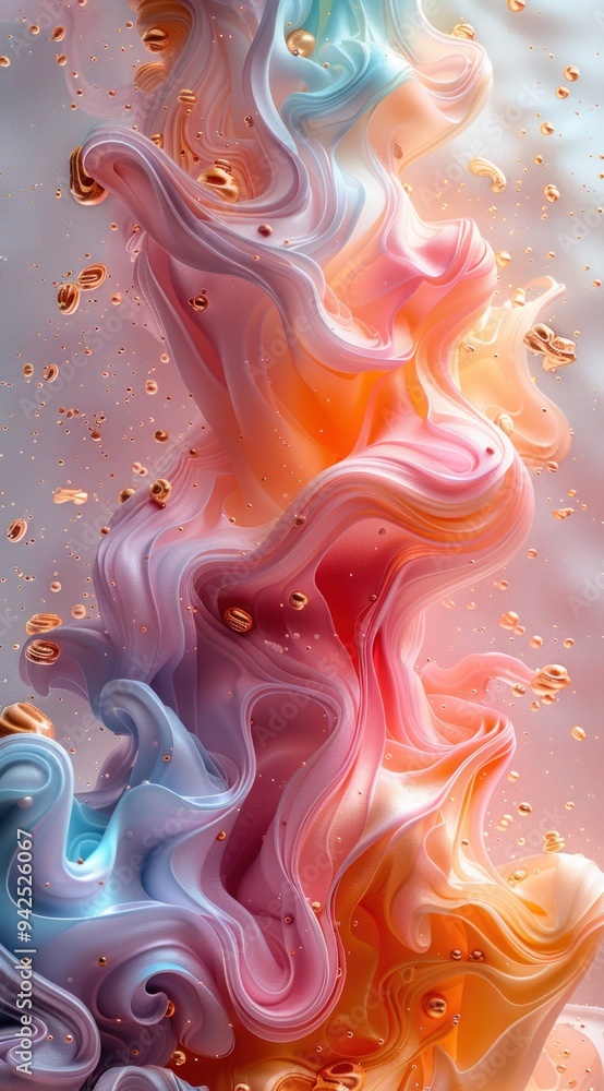 Poster 3d abstract background with swirling shapes and colors, creating an artistic and dynamic composition