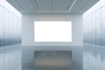 gallery interior with blank frame, with PNG photo frame mockup file