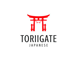 Vector illustration of Torii Gate Japanese Logo Design