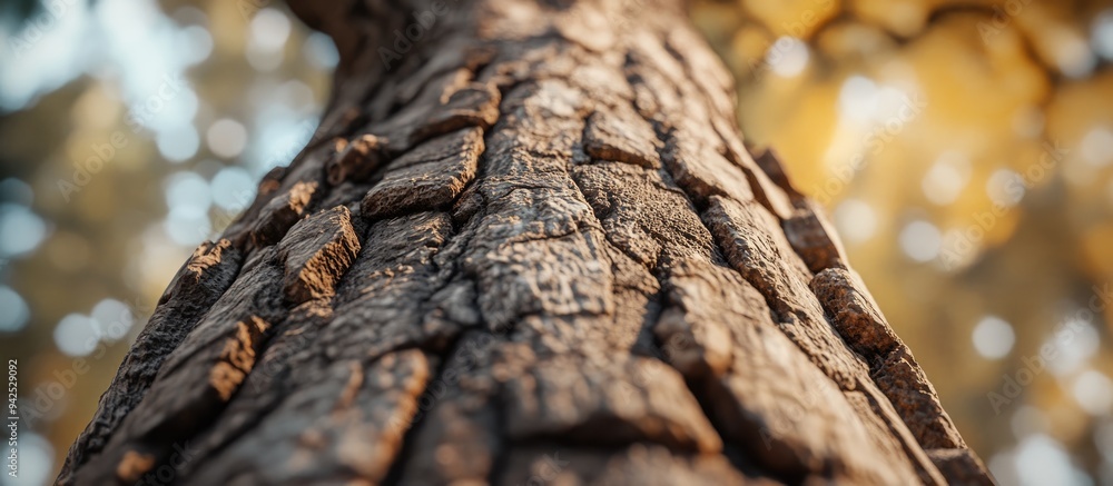 Poster close up of an old tree trunk with intricate bark textures in a 3d rendering