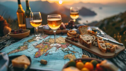 Fototapeta premium Travel Companions: Friends who journey together across the globe, savoring new cultures and cuisines, and forging unforgettable memories from their adventures. 