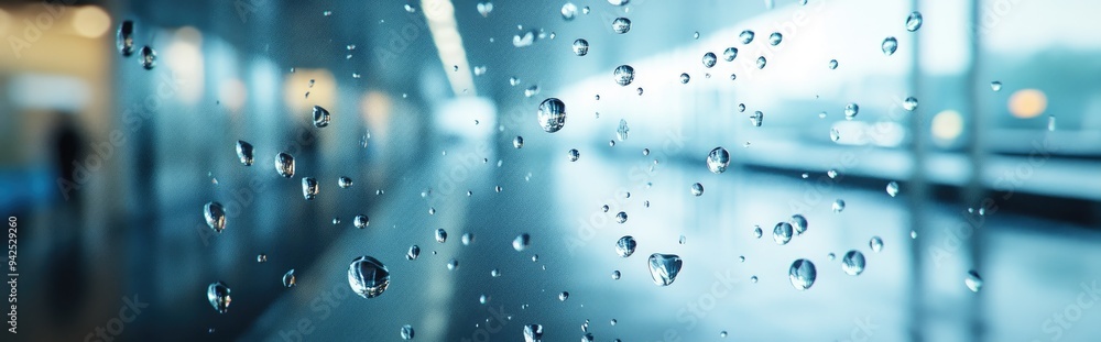 Poster abstract 3d rendering of water drop art background at an airport
