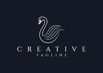 Vector illustration of Luxury Swan Logo Design