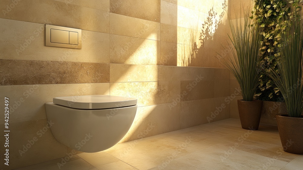 Poster 3d rendering of a toilet with a lavatory flush system