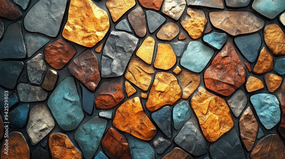 Poster 3d rendering of a ceramic mosaic fragment for use as a background