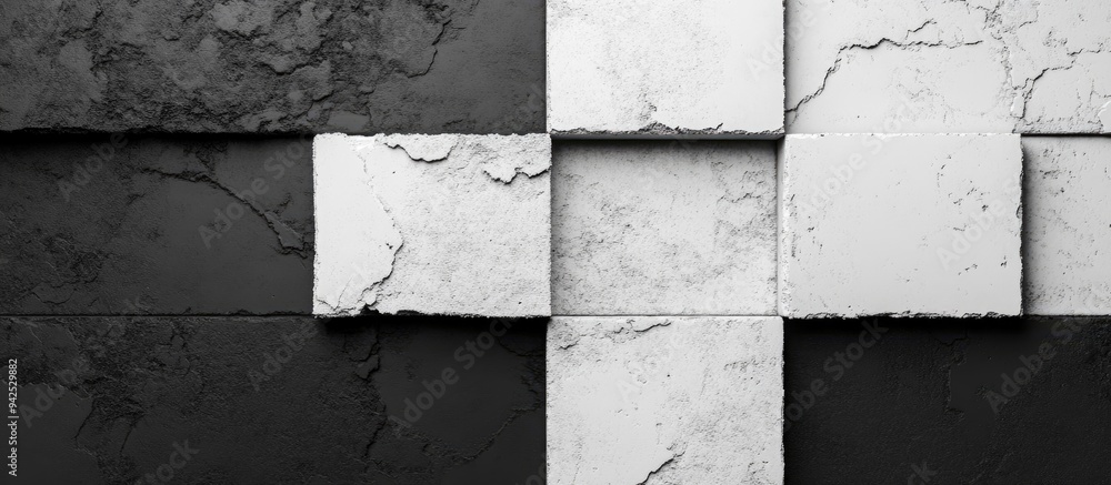Poster 3d rendering of concrete and plaster textures on a black and white background for desktop use