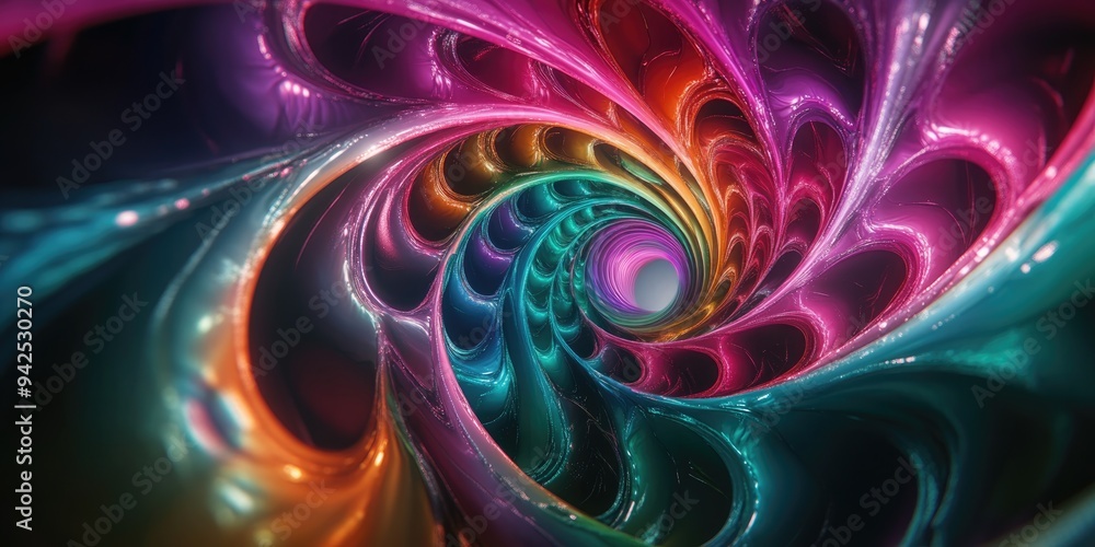 Poster colorful abstract fractal geometry in a 3d rendering