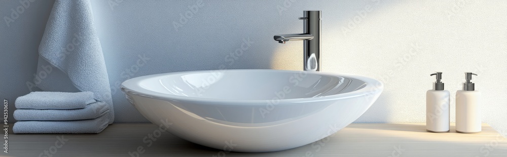 Aufkleber 3d rendering of a sink set icon on a white background