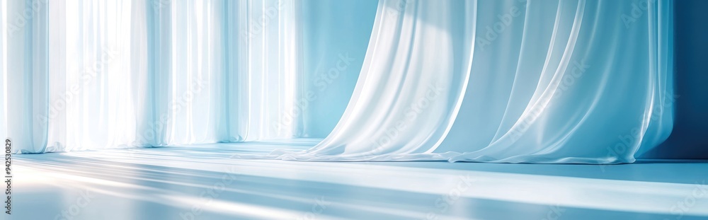 Aufkleber elegant and beautiful studio background with a blue and white theme featuring 3d rendering