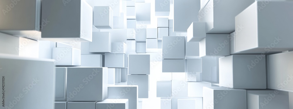 Poster abstract 3d rendering featuring a background design of white cubes and geometric composition 3d illu