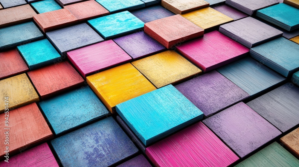 Aufkleber colorful element tile design photo realistic 3d rendering 16 bit color 3d illustration