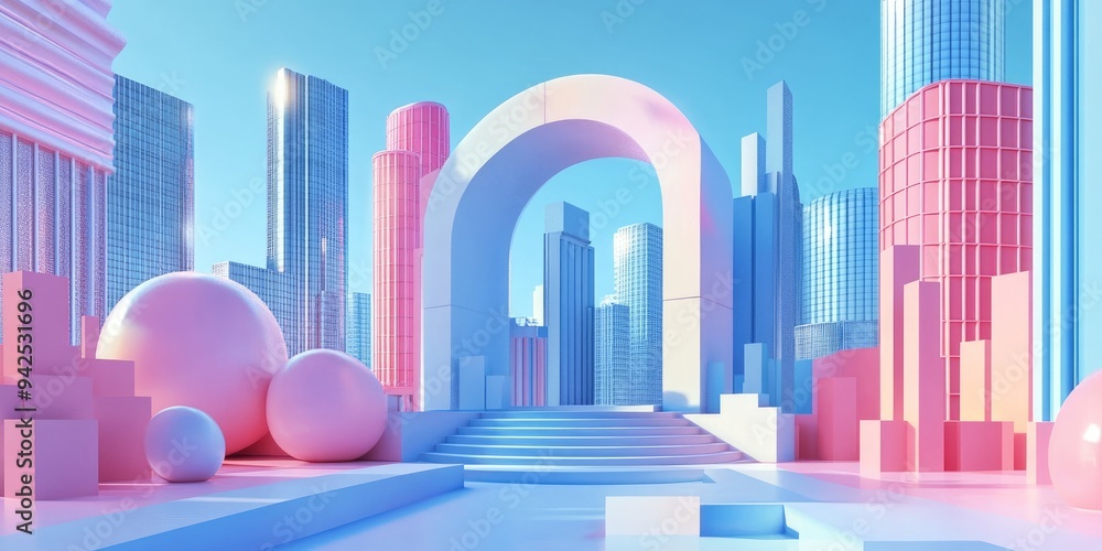 Poster abstract architecture in 3d rendering 3d illustration