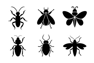 Set of insect icons silhouette vector illustration