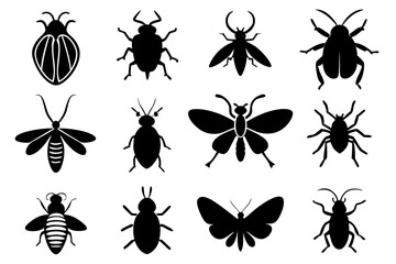 Set of insect icons silhouette vector illustration