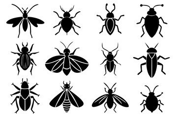 Set of insect icons silhouette vector illustration © bizboxdesigner