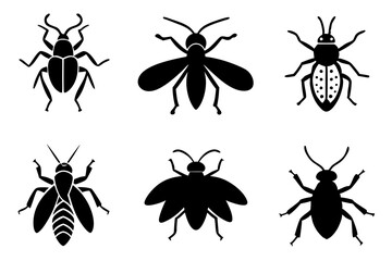 Set of insect icons silhouette vector illustration