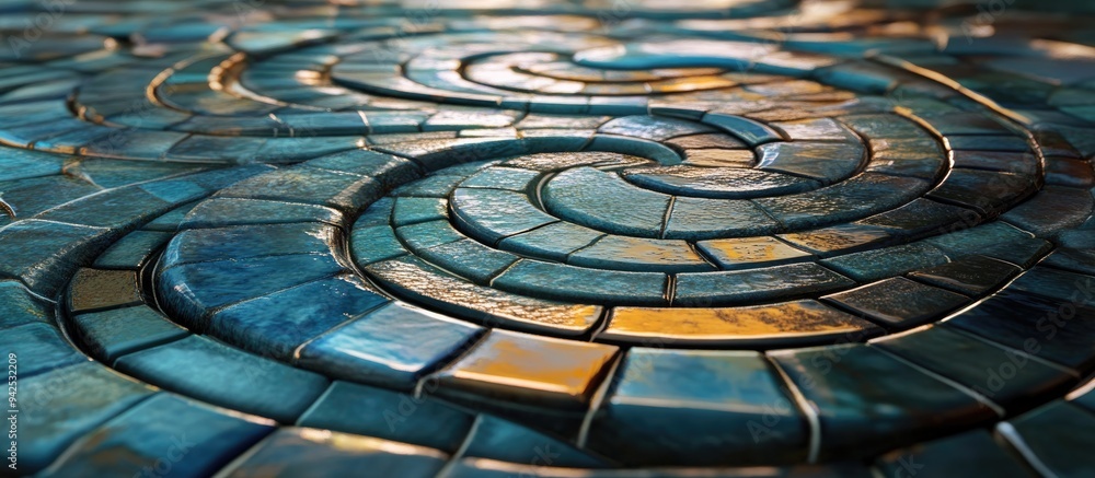 Poster 3d rendering of intricately designed glazed tiles