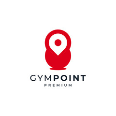 kettlebell and location icon for gym club logo and navigation app